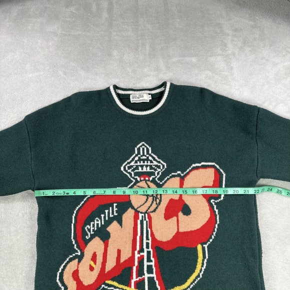Seattle Supersonics Sweater Mens XL Green NBA Basketball Adam Freak Knit - Picture 5 of 9